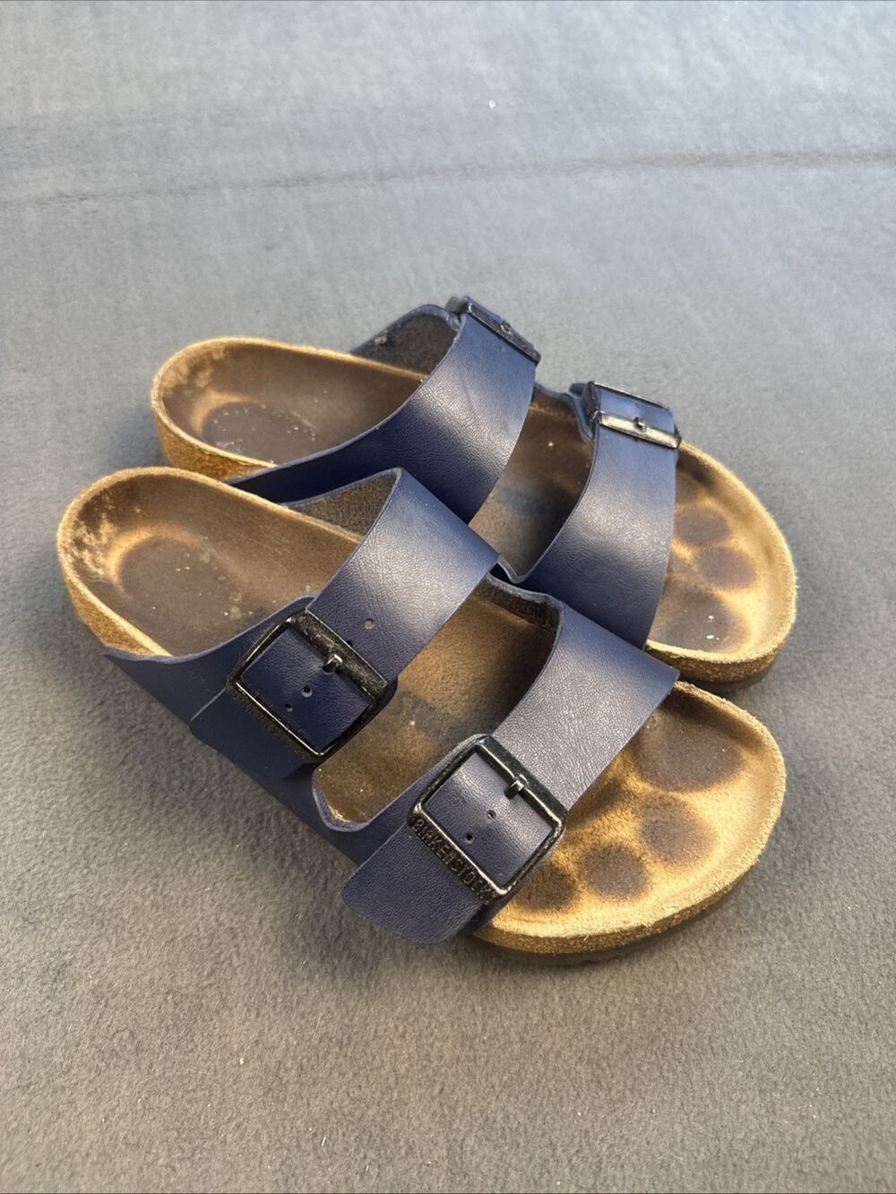Birkenstock Women’s Blue Leather Slide Sandals Adjustable Buckle Strap EU 38